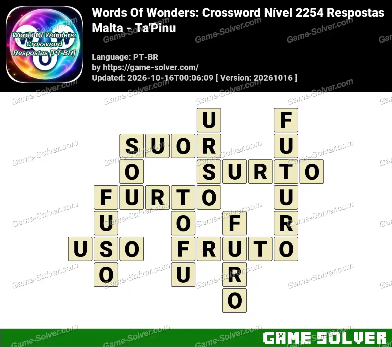 Words Of Wonders: Crossword Nível 2254 Respostas – Malta – Ta’Pinu